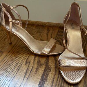 Rose Gold Light Metallic Michael Kors Strappy High Heel Sandals, Size 10